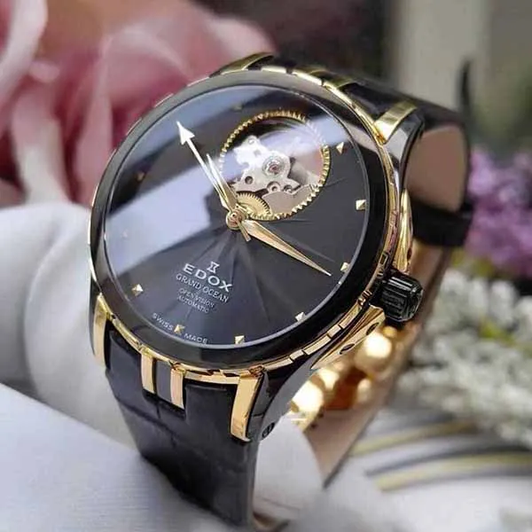 Đồng Hồ Nữ Edox Grand Ocean Open Heart 85012 357JN NID Màu Đen - Đồng hồ - Vua Hàng Hiệu