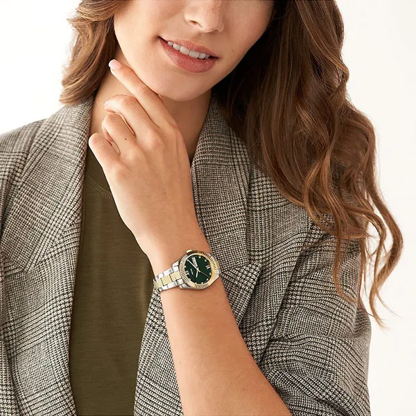 Đồng Hồ Nữ Fossil Scarlette Three-Hand Day-Date Two-Tone Stainless Steel ES5240 Màu Xanh Vàng