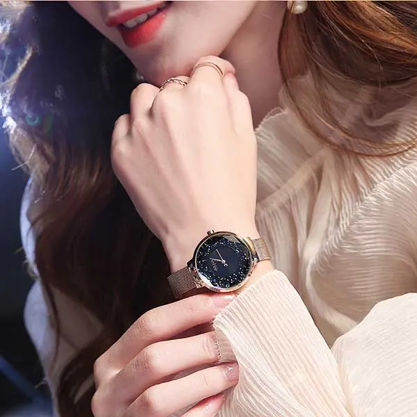 Đồng Hồ Nữ Julius JA-1111E Màu Đồng Mặt Đen - Đồng hồ - Vua Hàng Hiệu