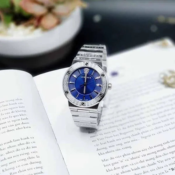 Đồng Hồ Nữ Versace Greca Logo VEVH00520 38mm Màu Xanh Navy