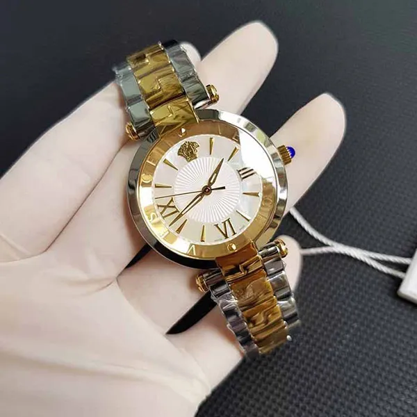 Đồng Hồ Nữ Versace Revive Two Tone Stainless Steel White MOP Dial Watch VAI050016 35mm Màu Vàng Bạc - 1