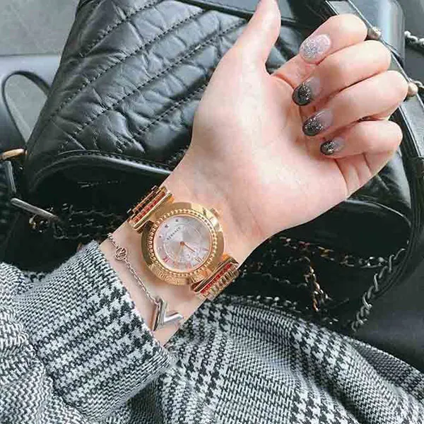Đồng Hồ Nữ Versace Vanity Rose Gold Ion-Plated Watch P5Q80D001 S080 35mm Màu Bạc Trắng - Đồng hồ - Vua Hàng Hiệu