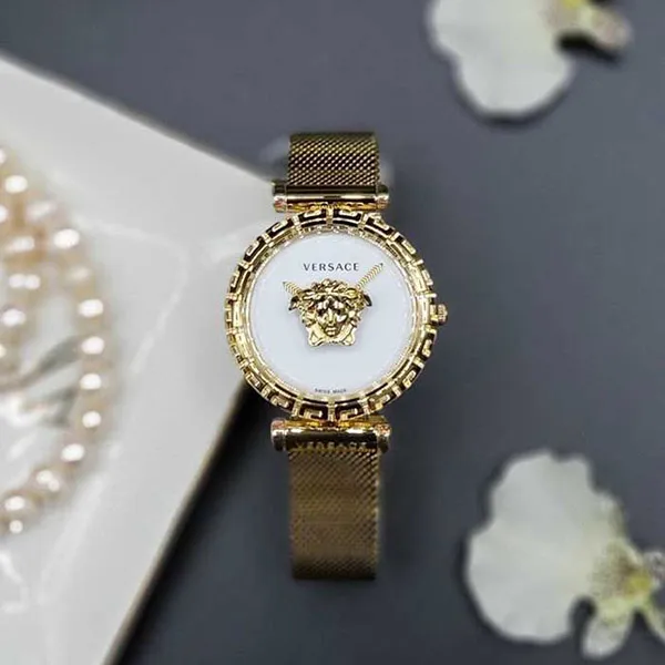 Đồng Hồ Nữ Versace Palazzo Empire Greca Watch VEDV00619 37mm Màu Trắng Vàng