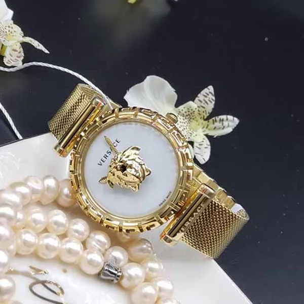 Đồng Hồ Nữ Versace Palazzo Empire Greca Watch VEDV00619 37mm Màu Trắng Vàng