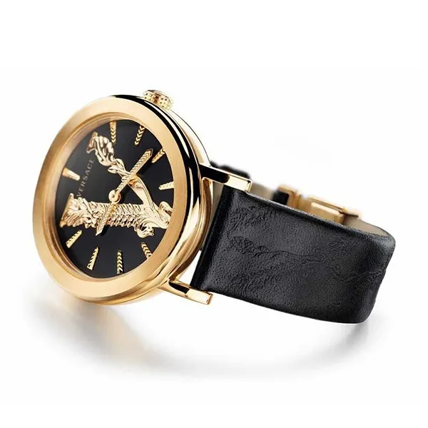 Đồng Hồ Nữ Versace Virtus Black Leather Strap Watch VEHC00119 36mm Màu Đen