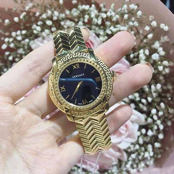 Đồng Hồ Nữ Versace Women's DV25 Gold-Tone Quartz Watch VAM050016 36mm Màu Đen Vàng - 1