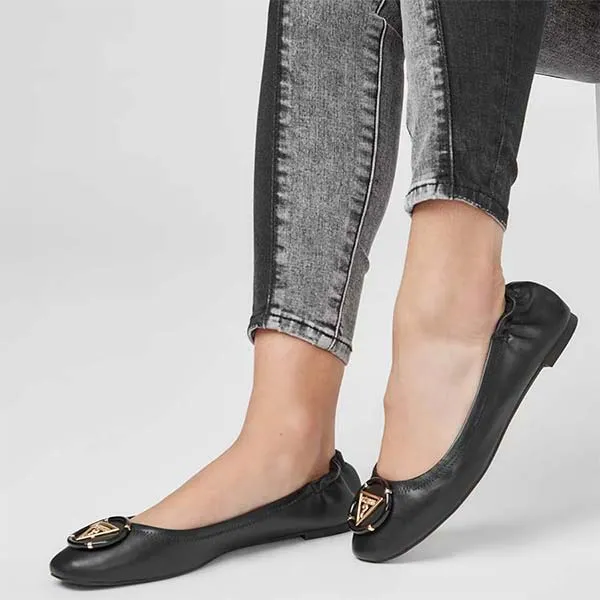 Giày Bệt Guess Senna Logo Ballet Flats Màu Đen