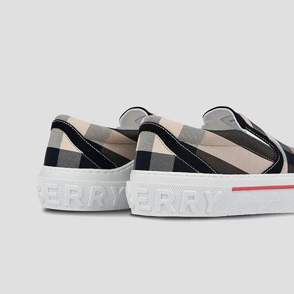 Giày Slip On Burberry Exaggerated Check Birch Brown White 8056762 A8894 Phối Màu Size 43