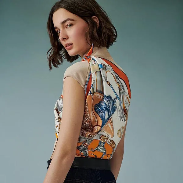 Khăn Hermès Cavalcades Scarf 90 Phối Màu Cam - Thời trang - Vua Hàng Hiệu