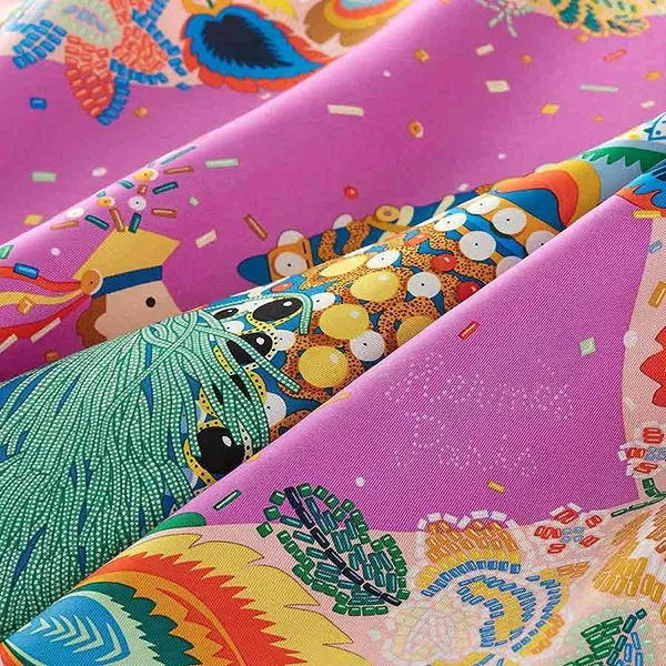 Khăn Hermès Costume De Fete Scarf 90 Rose Poudre / Cyclamen / Jaune Phối Màu