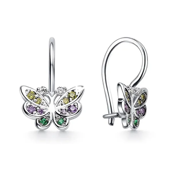Khuyên Tai Bướm Sunlight Bạc 925 Kết Hợp Đá Fianit Phối Màu