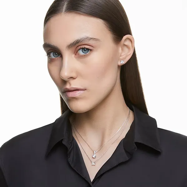 Khuyên Tai Swarovski Attract Stud Earrings Square Cut, White, Rhodium Plated 5430365 Màu Trắng - Trang sức - Vua Hàng Hiệu