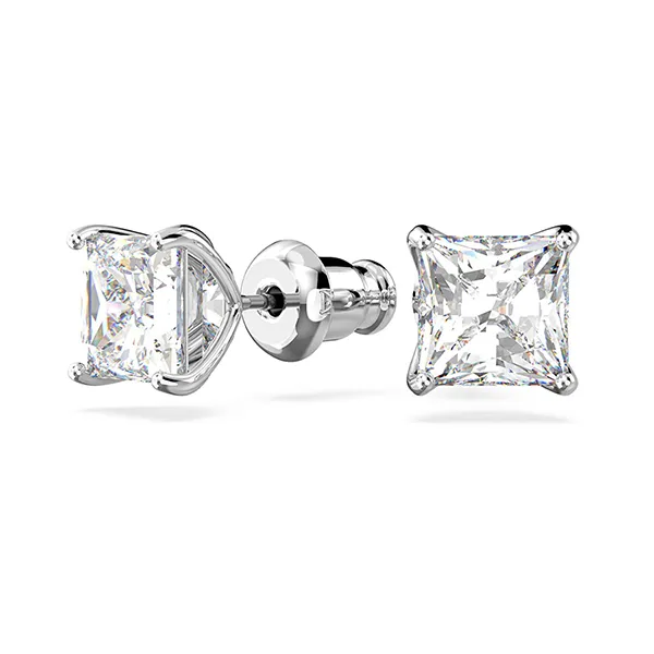 Khuyên Tai Swarovski Attract Stud Earrings Square Cut, White, Rhodium Plated 5430365 Màu Trắng - Trang sức - Vua Hàng Hiệu
