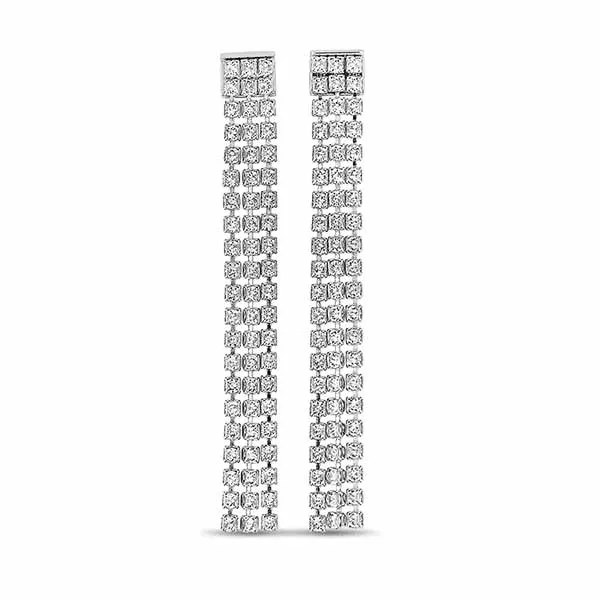 Khuyên Tai Swarovski Fit Rhodium Plated Stainless Steel Clear Crystal Earrings 5293087 Màu Bạc Trắng