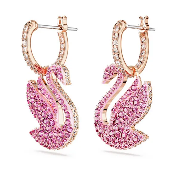 Khuyên Tai Swarovski Iconic Swan Drop Earrings Swan, Pink, Rose Gold-Tone Plated 5660029 Màu Vàng Hồng - Trang sức - Vua Hàng Hiệu