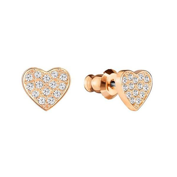 Khuyên Tai Swarovski Rose Gold Pave Crystal Heart Earring 5274222 Màu Vàng Hồng - 3