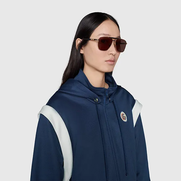 Kính Mát Gucci Navigator-Frame Sunglasses ‎GG1164S Màu Nâu Size 58