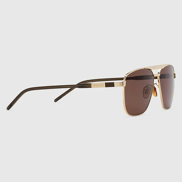 Kính Mát Gucci Navigator-Frame Sunglasses ‎GG1164S Màu Nâu Size 58