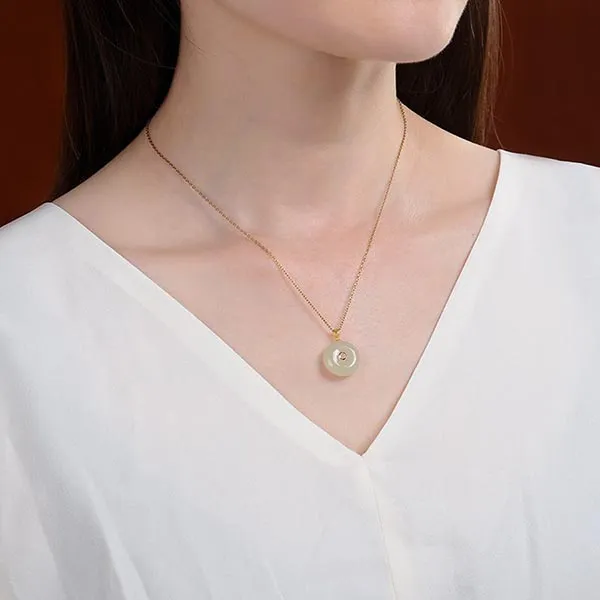 Mặt Dây Chuyền Lili Jewelry Vàng 18K Ngọc Bích Tự Nhiên LILI_851619 Màu Xanh Nhạt (Chỉ Mặt Dây) - Trang sức - Vua Hàng Hiệu