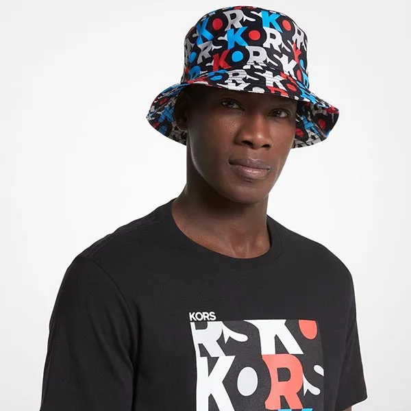 Mũ Michael Kors MK Men's White Graphic Logo Woven Bucket Hat Phối Màu