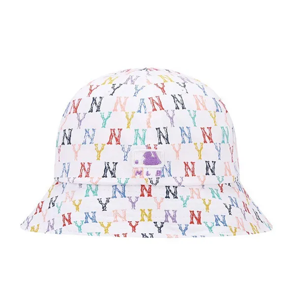 Mũ MLB Bucket Monogram Rainbow 32CPH4111-50W Màu Trắng Size 59