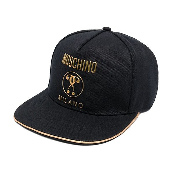 Mũ Moschino Double Question Mark Canvas Hat In Black Màu Đen - 1