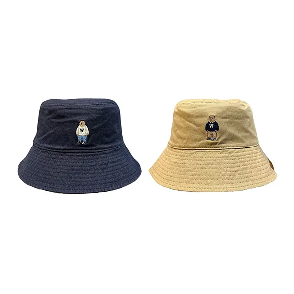 Mũ WHOAU Bucket Club Steve Bear Hai Mặt Màu Xanh Be