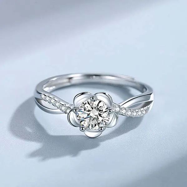 Nhẫn LiLi Jewelry Đính Đá CZ Hình Bông Hoa Đào LILI_289467 Màu Bạc - Trang sức - Vua Hàng Hiệu