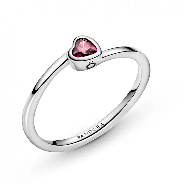 Nhẫn Pandora 199267C01 Heart Sterling Silver Ring With Red CZ Màu Hồng Bạc Size 50 - Trang sức - Vua Hàng Hiệu
