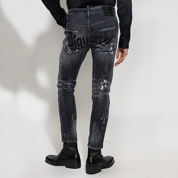 Quần Jean Dsquared2 Logo Printed Skater S74LB1296 S30503 900 Màu Đen Size 48