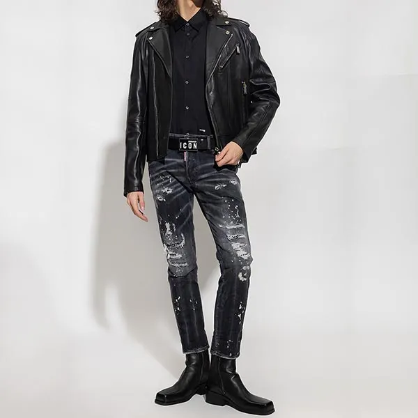Quần Jean Dsquared2 Logo Printed Skater S74LB1296 S30503 900 Màu Đen Size 52