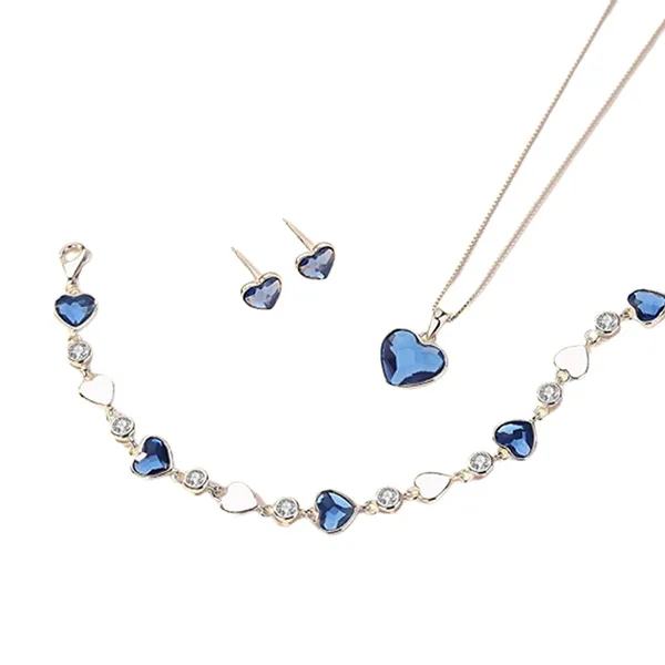 Set Dây Chuyền, Khuyên Tai, Vòng Đeo Tay LiLi Jewelry LILI_941338 Đính Đá Pha Lê Màu Xanh Blue