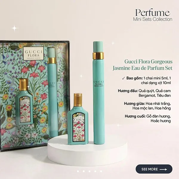 Set Nước Hoa Gucci Flora Gorgeous Jasmine Eau de Parfum SET 5ml Splash + 10ml Spray - Nước hoa - Vua Hàng Hiệu