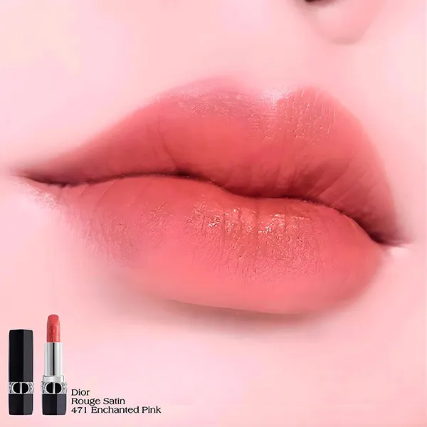 Son Dior Rouge Dior Limited Edition 471 Enchanted Pink Satin Finish Màu Hồng San Hô - Son Môi - Vua Hàng Hiệu