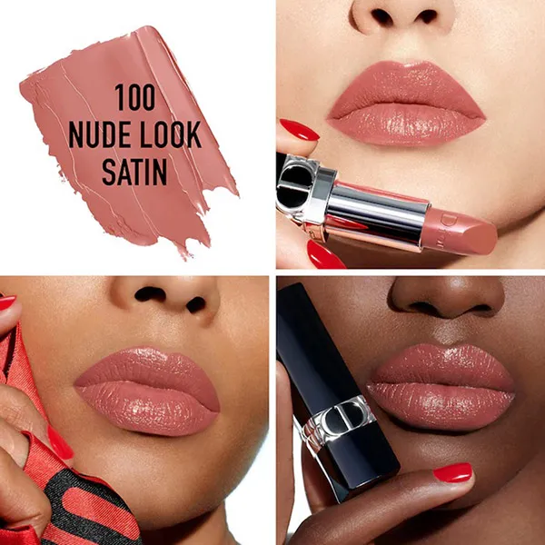 Son Dior Rouge Dior Refillable Lipstick 100 Nude Look Satin Màu Hồng Nude