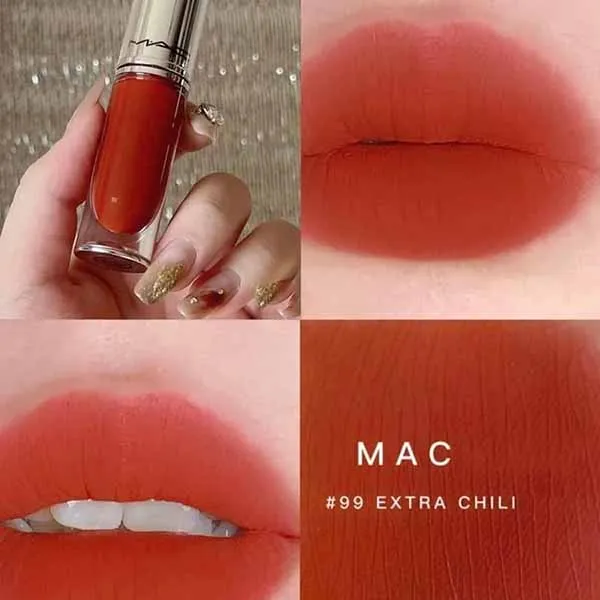 Son Kem MAC Locked Kiss Ink 24HR Lipcolour 99 Extra Chili Màu Đỏ Gạch