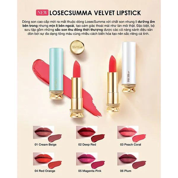 Son Lì Su:m37 Losec Summa Velvet Lipstick No 3 Peach Coral 51940174 Màu Cam San Hô - Son Môi - Vua Hàng Hiệu