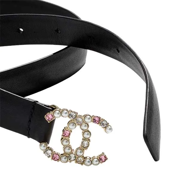 Thắt Lưng Nữ Chanel Calfskin & Strass Black, Crystal Pink AA8839 B10063 NM137 2cm Màu Đen Size 70 - Thắt lưng - Vua Hàng Hiệu