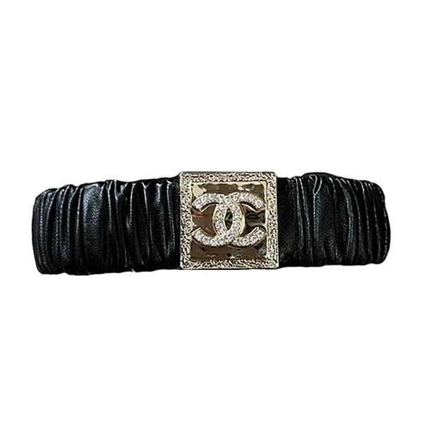 Thắt Lưng Nữ Chanel Lambskin Gold-Tone Metal Black Màu Đen Size 70 - 2