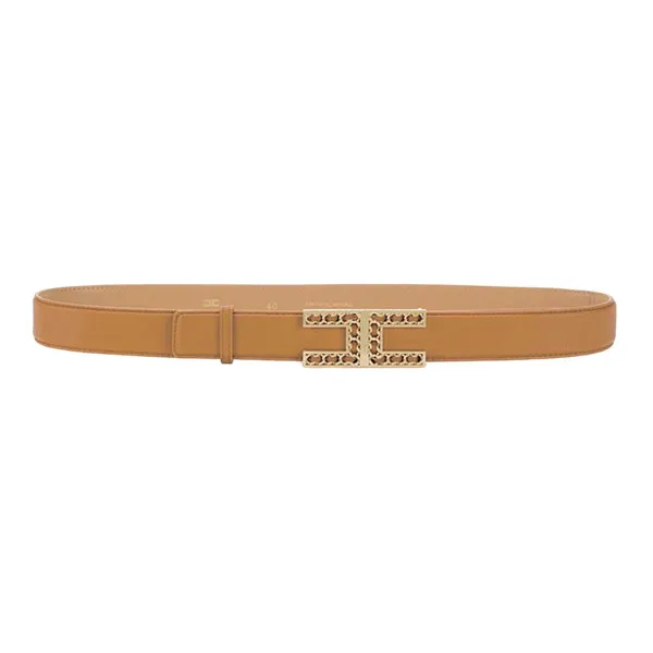 Thắt Lưng Nữ Elisabetta Franchi Belt With Logo And Pendant Padlock Màu Nâu Size 40