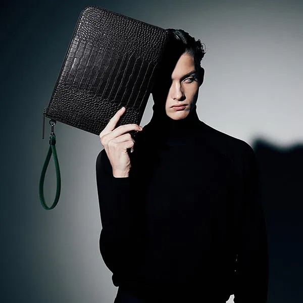 Túi Cầm Tay Find Kapoor Clutch 32 Croco Set Màu Đen