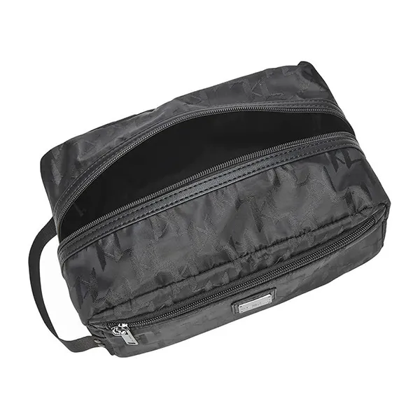 Túi Cầm Tay Karl Lagerfeld Men's Tonal Monogram Toiletry Case LA2B9008 Màu Đen