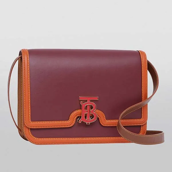 Túi Đeo Chéo Burberry Medium Colour Block Leather TB Bag Màu Đỏ Nâu