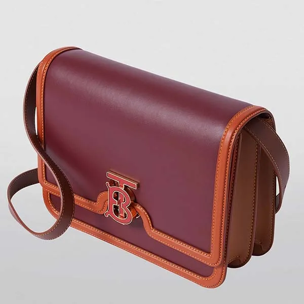 Túi Đeo Chéo Burberry Medium Colour Block Leather TB Bag Màu Đỏ Nâu