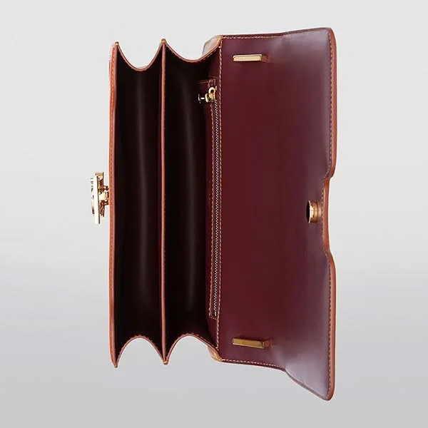 Túi Đeo Chéo Burberry Medium Colour Block Leather TB Bag Màu Đỏ Nâu