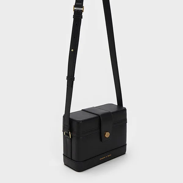 Túi Đeo Chéo Nữ Charles & Keith CNK Boxy Crossbody Bag 80701295-1 Black Màu Đen