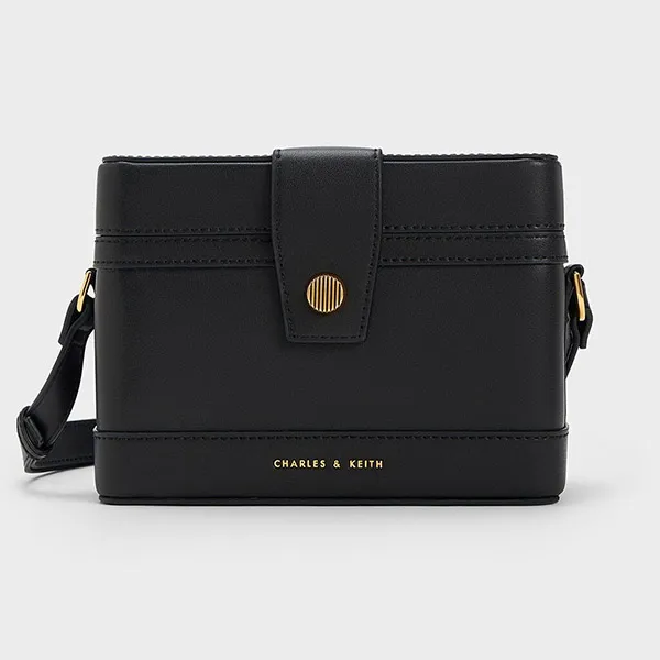 Túi Đeo Chéo Nữ Charles & Keith CNK Boxy Crossbody Bag 80701295-1 Black Màu Đen