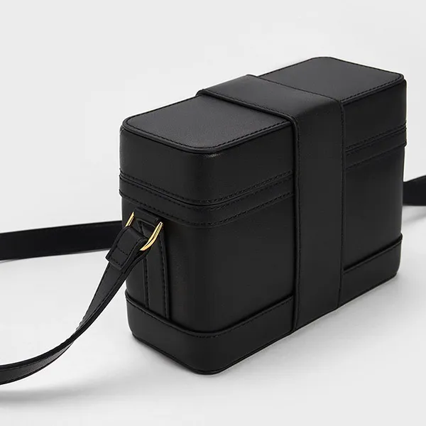 Túi Đeo Chéo Nữ Charles & Keith CNK Boxy Crossbody Bag 80701295-1 Black Màu Đen