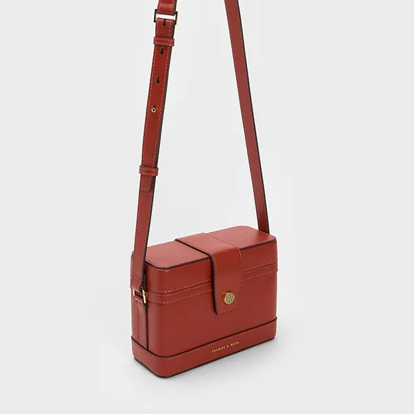 Túi Đeo Chéo Nữ Charles & Keith CNK Boxy Crossbody Bag 80701295-1 Brick Màu Đỏ Gạch