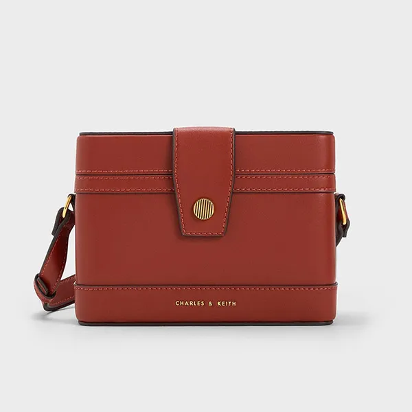 Túi Đeo Chéo Nữ Charles & Keith CNK Boxy Crossbody Bag 80701295-1 Brick Màu Đỏ Gạch